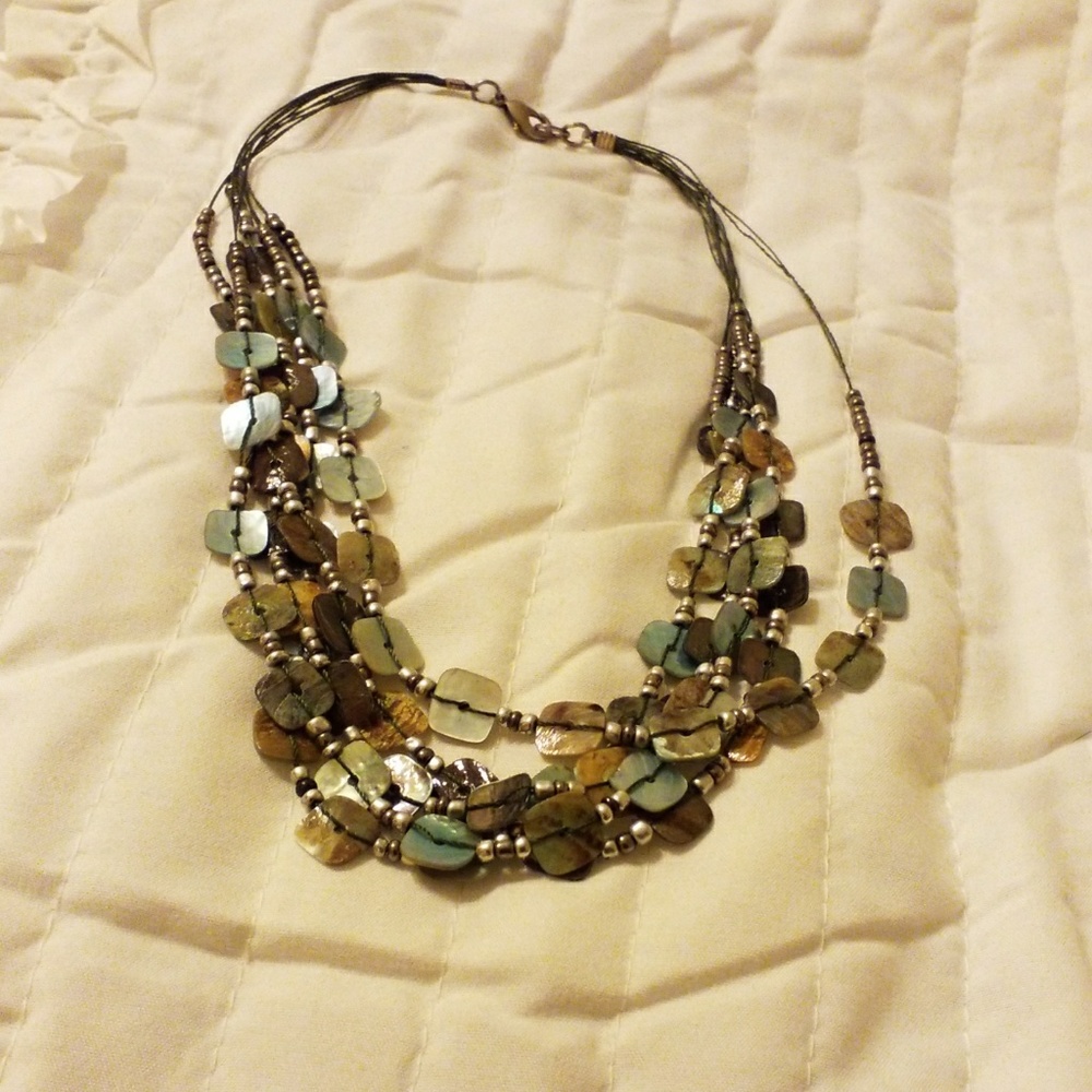 Multicolored seashell like necklace